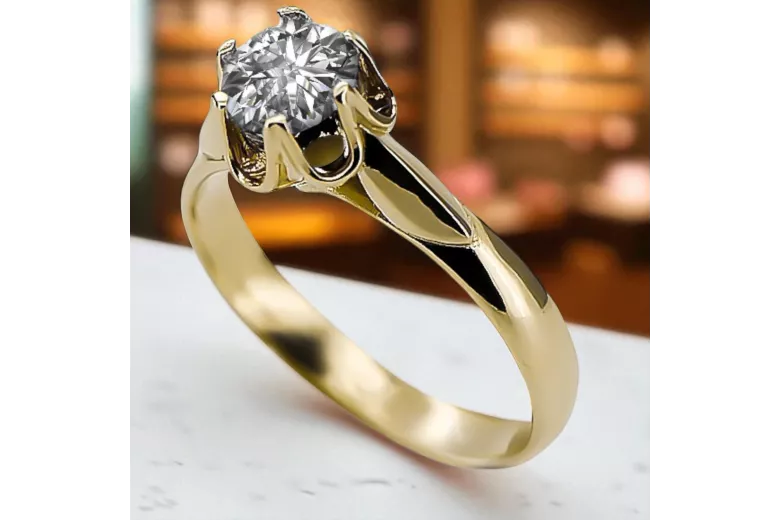 Ring Vintage style Zircon 14K Yellow gold vrc122y
